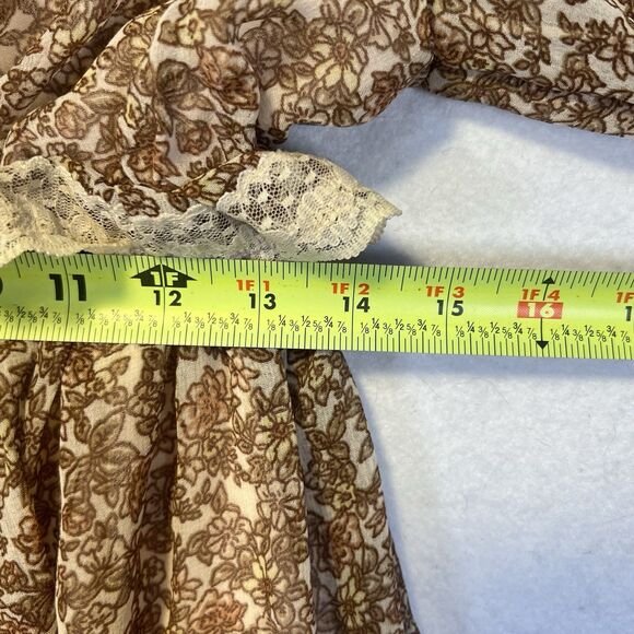 Free People Womens Beige Pennie Floral Ruffle Long Sleeve Mini Dress Size S - Picture 7 of 14